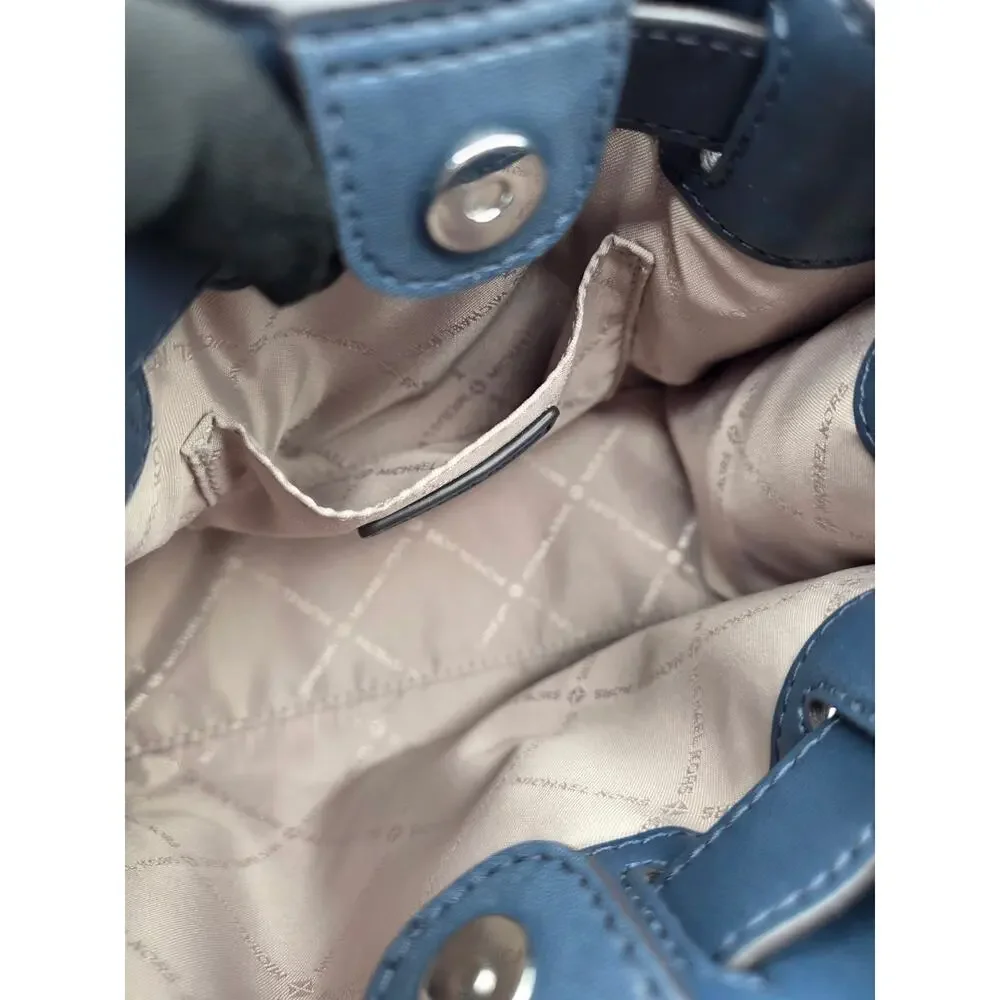 Michael Kors Mini Mina Signature Navy Convertible Chain Satchel Crossbody